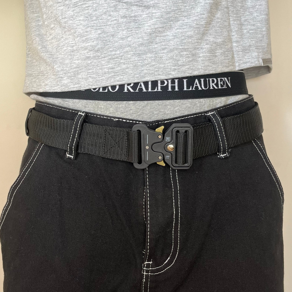 Y2K utility Black tactical military unique buckle design belt